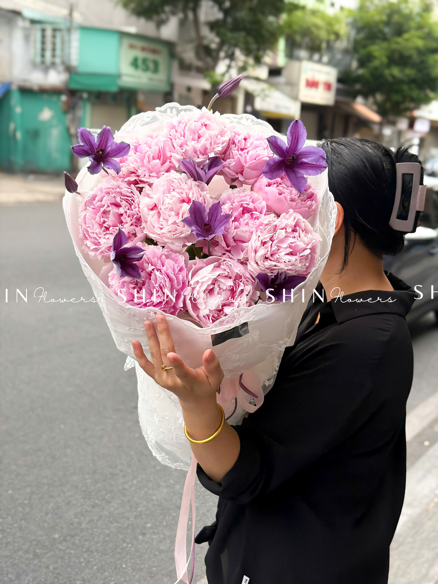 Hoa Bó Mẫu Đơn 10 Peony Hồng Sarah S681