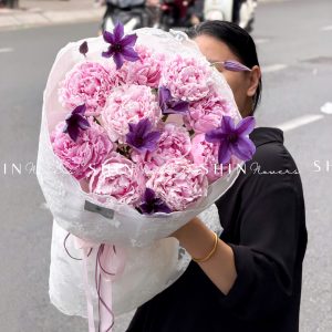 Hoa Bó Mẫu Đơn 10 Peony Hồng Sarah S681