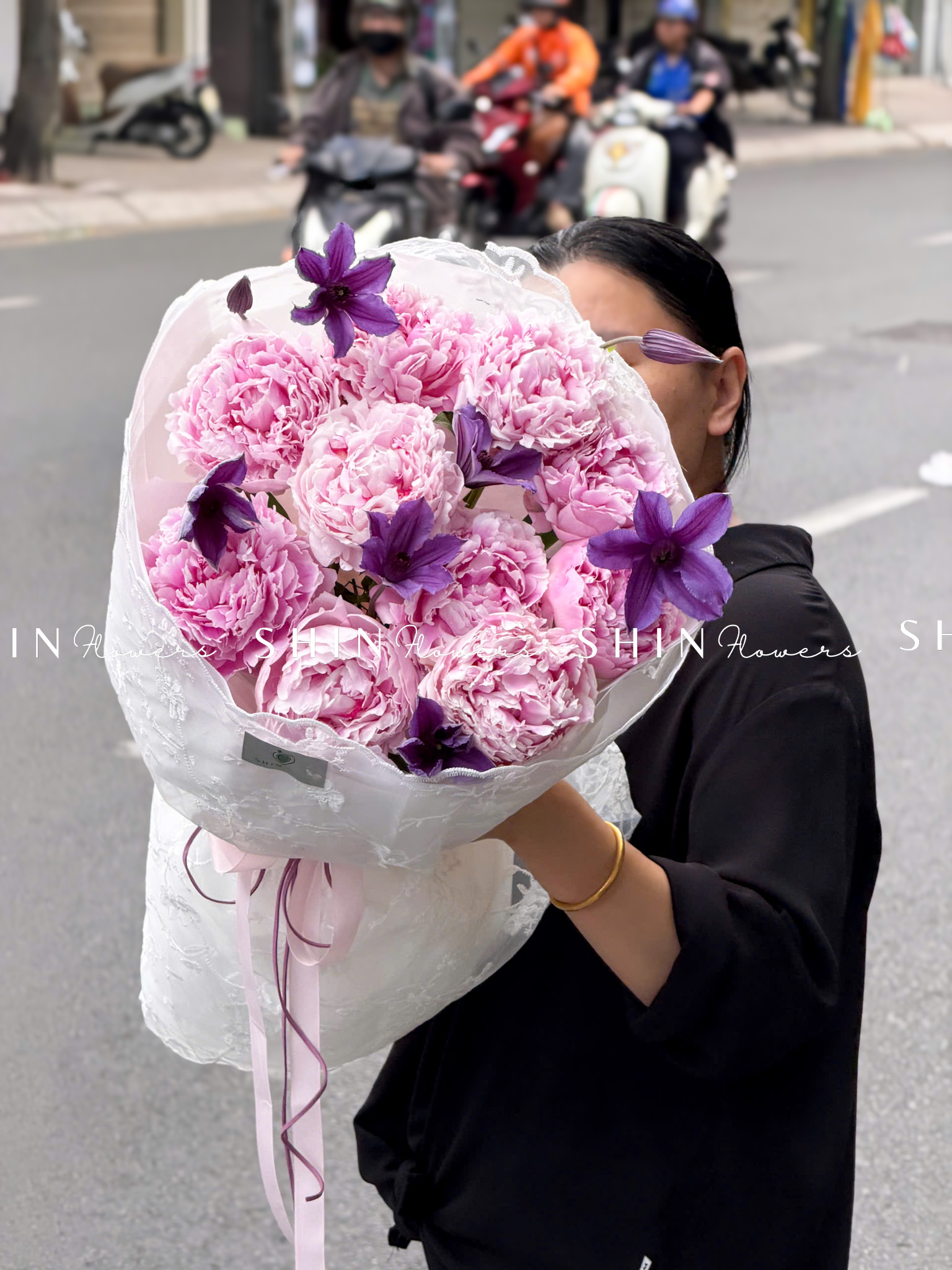 Hoa Bó Mẫu Đơn 10 Peony Hồng Sarah S681