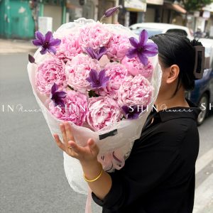 Hoa Bó Mẫu Đơn 10 Peony Hồng Sarah S681