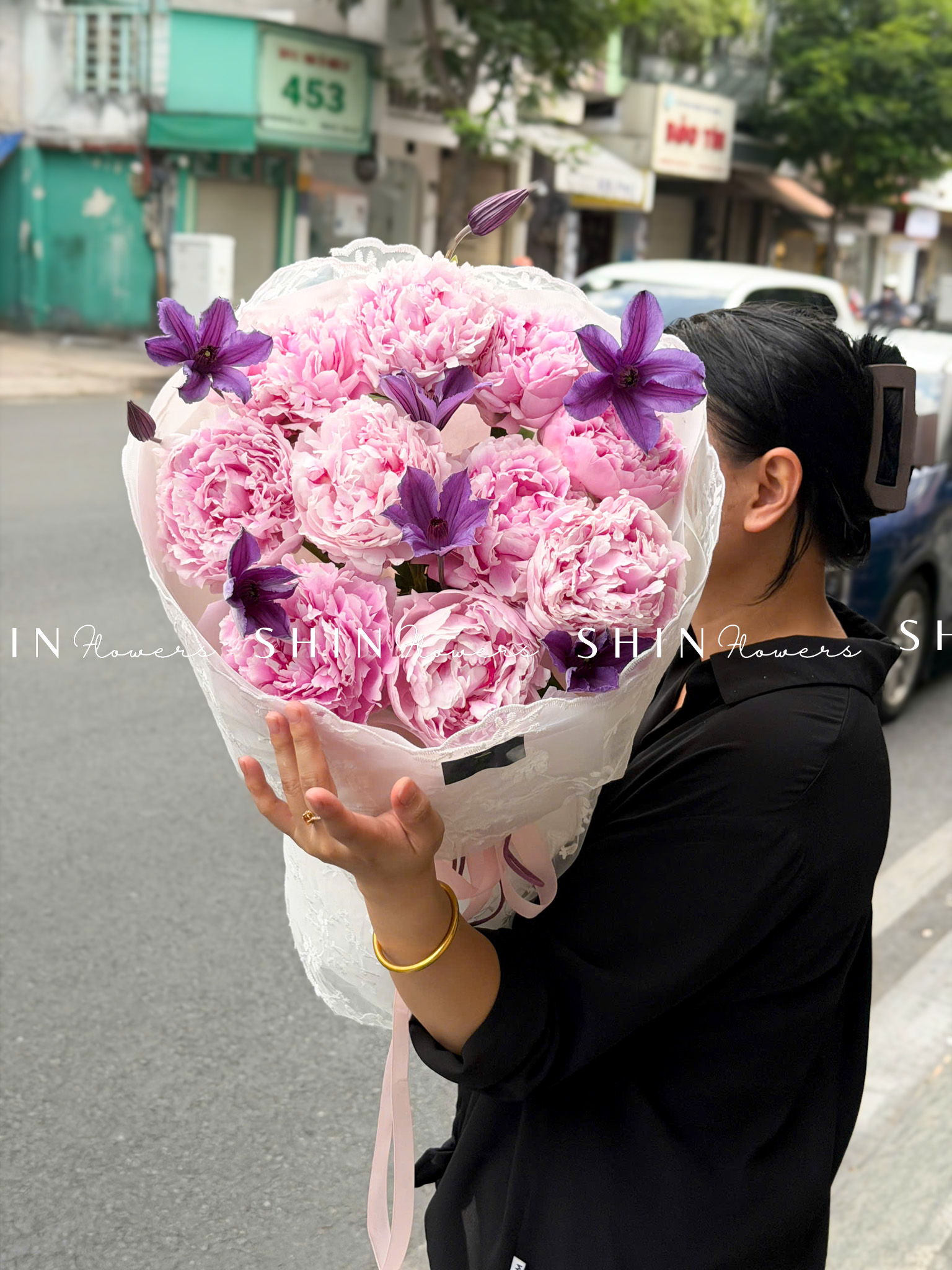 Hoa Bó Mẫu Đơn 10 Peony Hồng Sarah S681