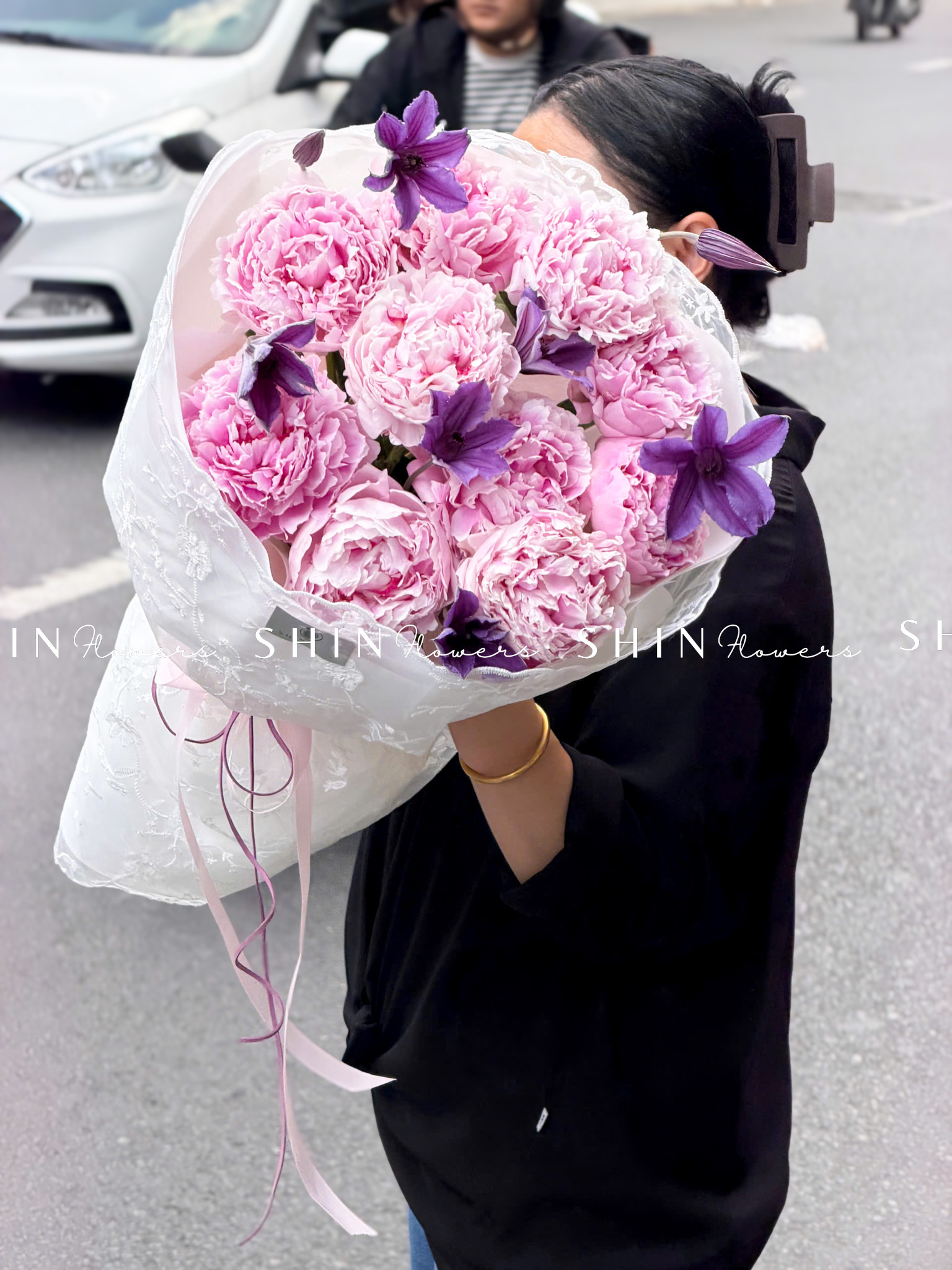 Hoa Bó Mẫu Đơn 10 Peony Hồng Sarah S681