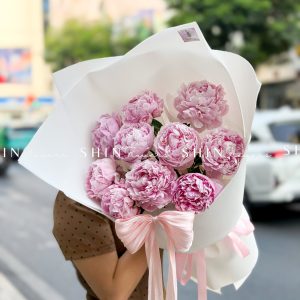 Hoa Bó Mẫu Đơn 10 Peony Hồng Sarah S679