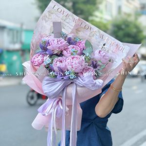 Hoa Bó Mẫu Đơn 10 Peony Hồng Sarah S680