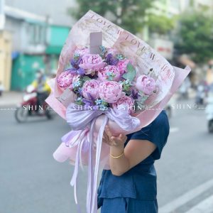 Hoa Bó Mẫu Đơn 10 Peony Hồng Sarah S680
