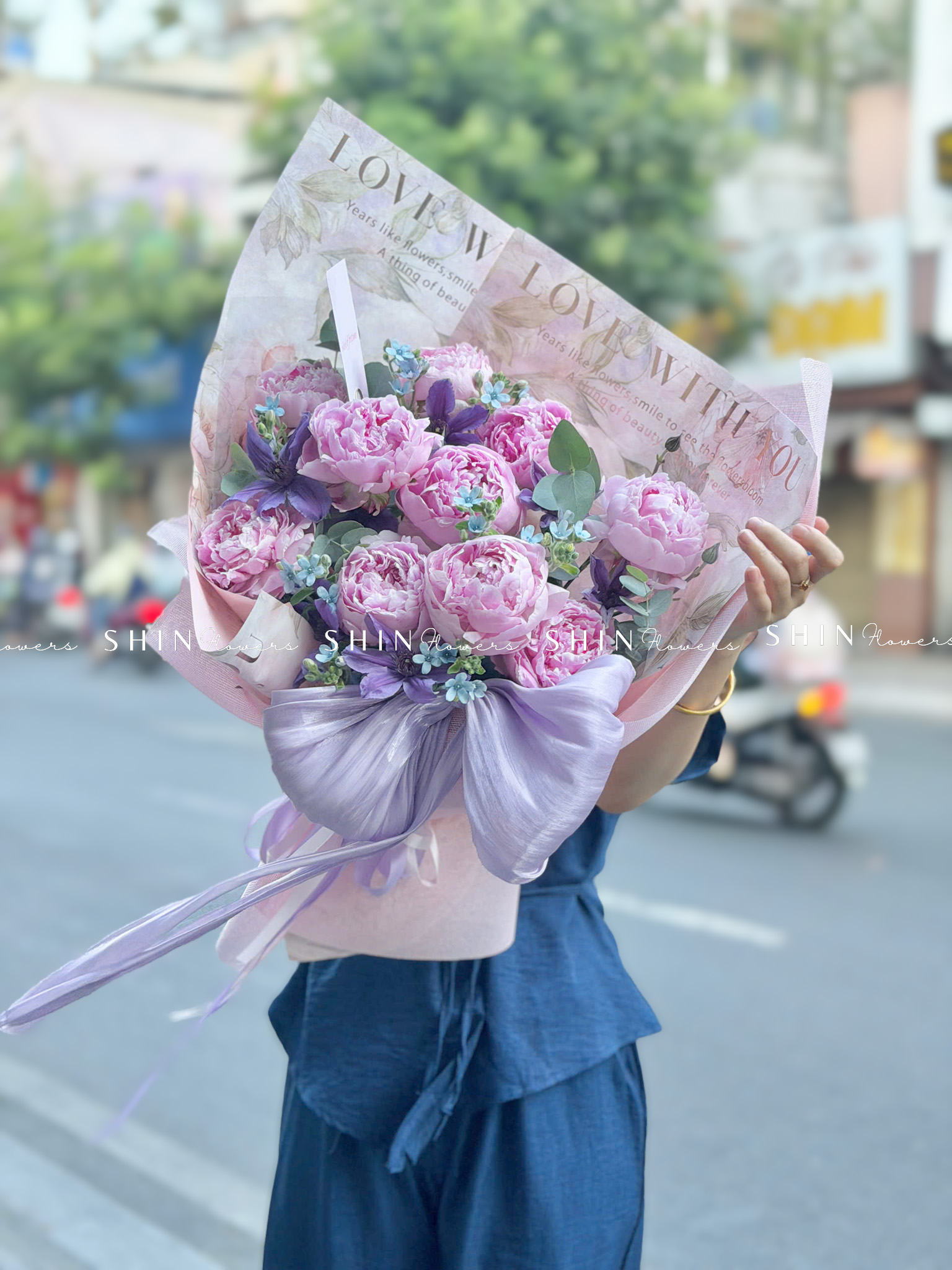 Hoa Bó Mẫu Đơn 10 Peony Hồng Sarah S680