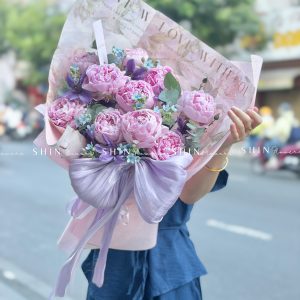 Hoa Bó Mẫu Đơn 10 Peony Hồng Sarah S680
