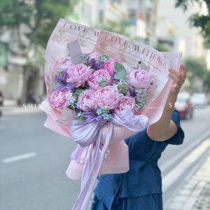 Hoa Bó Mẫu Đơn 10 Peony Hồng Sarah S680