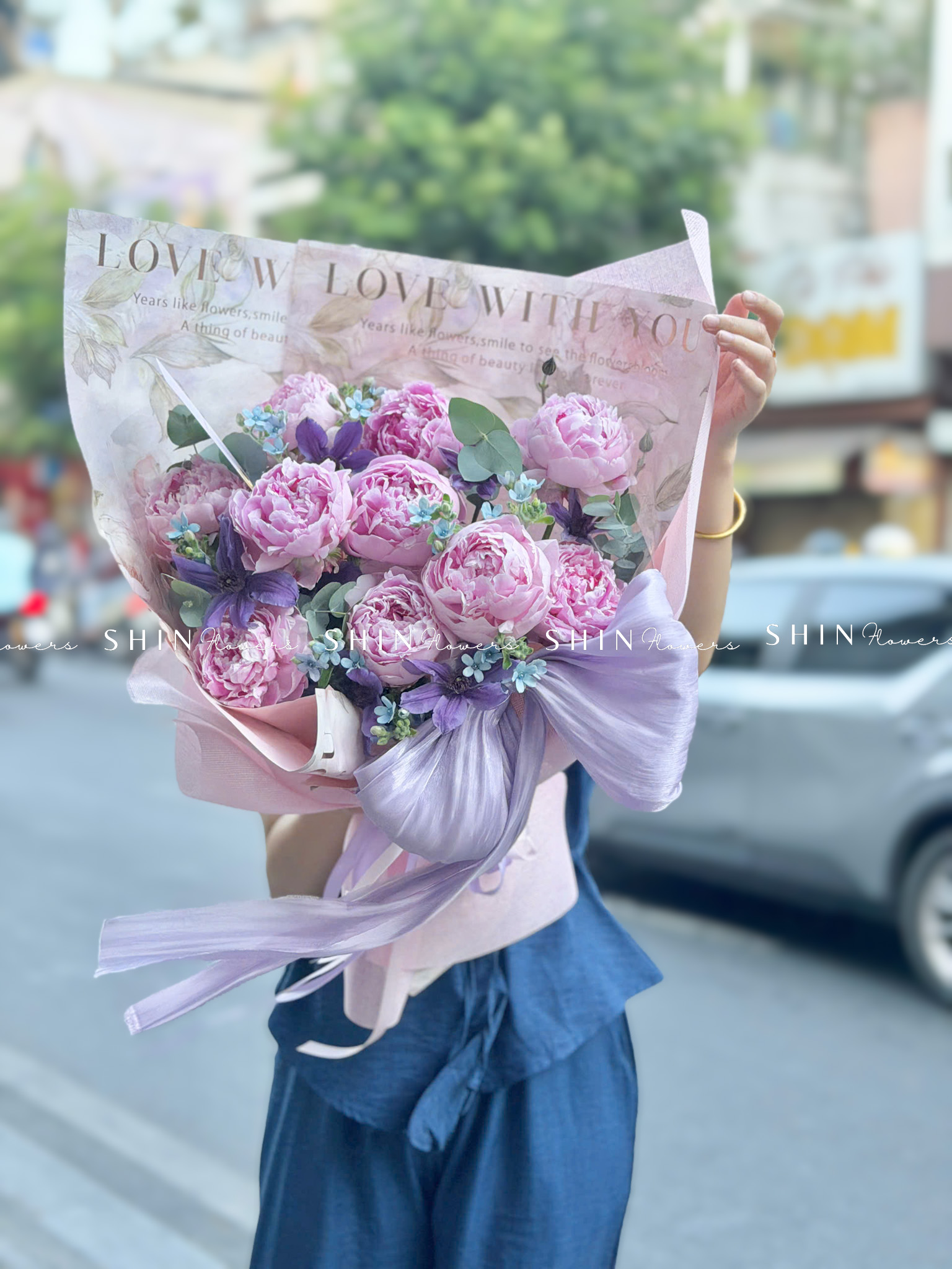 Hoa Bó Mẫu Đơn 10 Peony Hồng Sarah S680