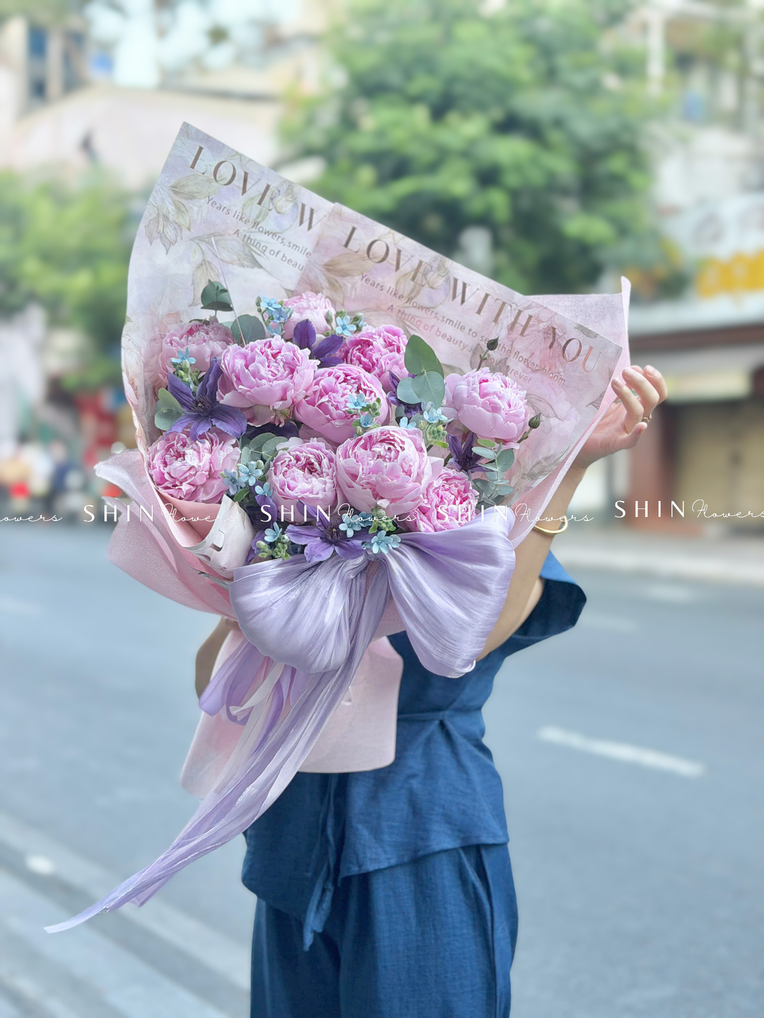 Hoa Bó Mẫu Đơn 10 Peony Hồng Sarah S680