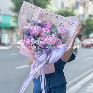 Hoa Bó Mẫu Đơn 10 Peony Hồng Sarah S680