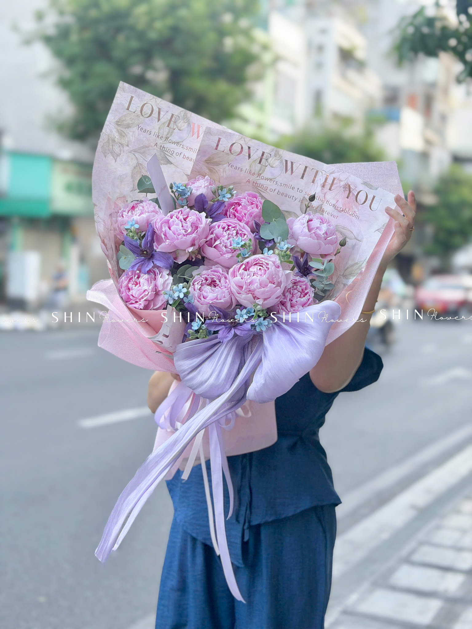 Hoa Bó Mẫu Đơn 10 Peony Hồng Sarah S680