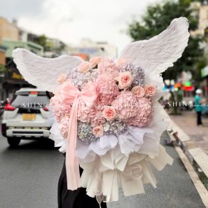 Bó Hoa cánh thiên thần 13 Cẩm Tú Cầu Mix Hoa Ohara Hồng S703