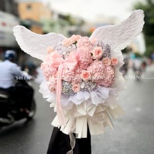 Bó Hoa cánh thiên thần 13 Cẩm Tú Cầu Mix Hoa Ohara Hồng S703