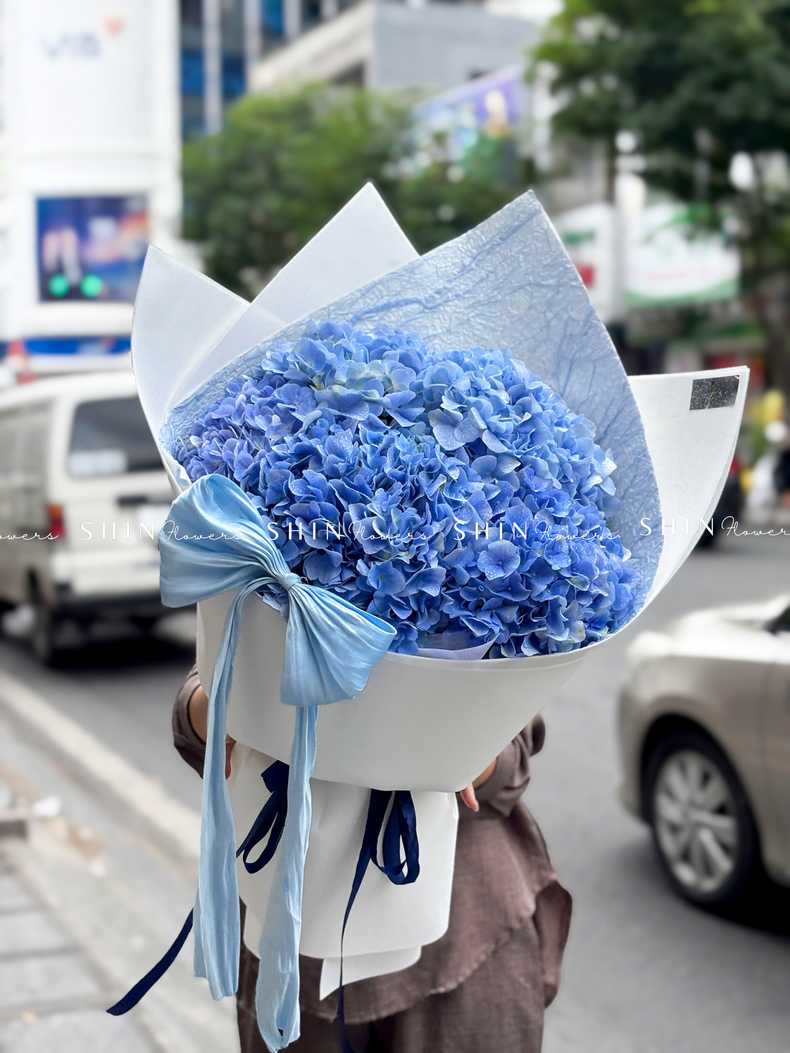 Bó Hoa 5 Cẩm Tú Cầu Xanh Nhập Khẩu S687