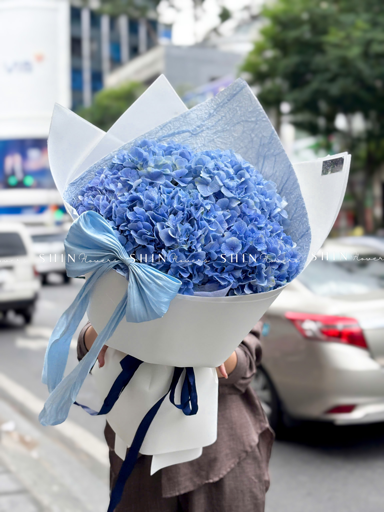 Bó Hoa 5 Cẩm Tú Cầu Xanh Nhập Khẩu S687