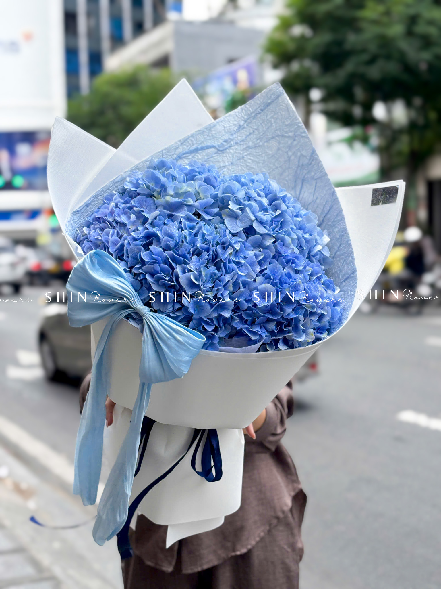 Bó Hoa 5 Cẩm Tú Cầu Xanh Nhập Khẩu S687