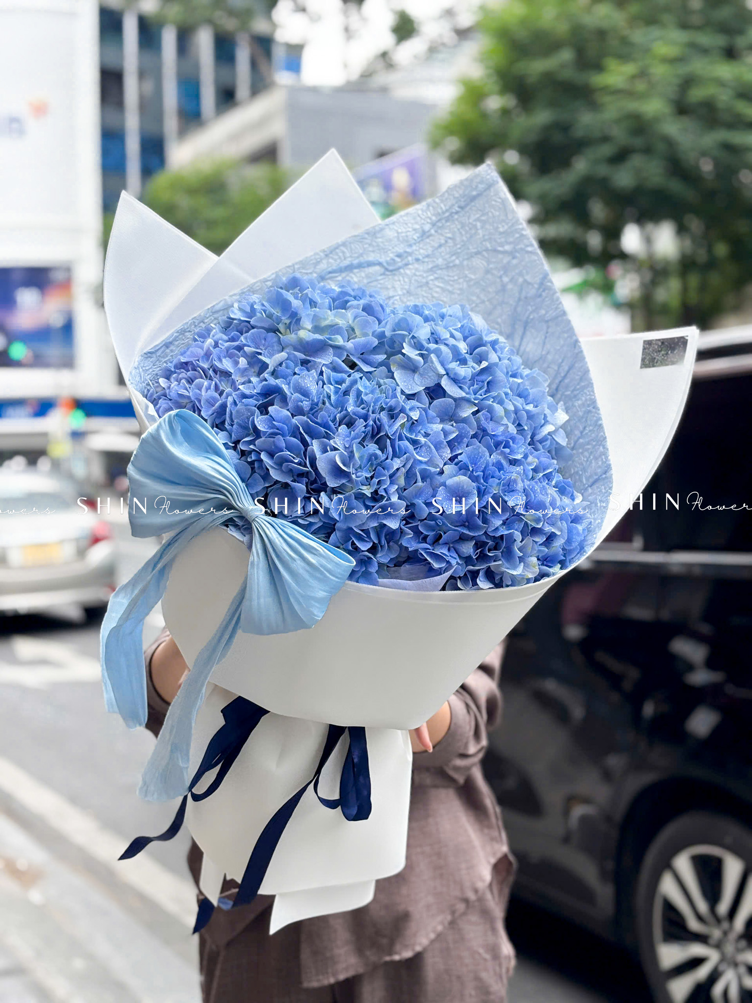 Bó Hoa 5 Cẩm Tú Cầu Xanh Nhập Khẩu S687