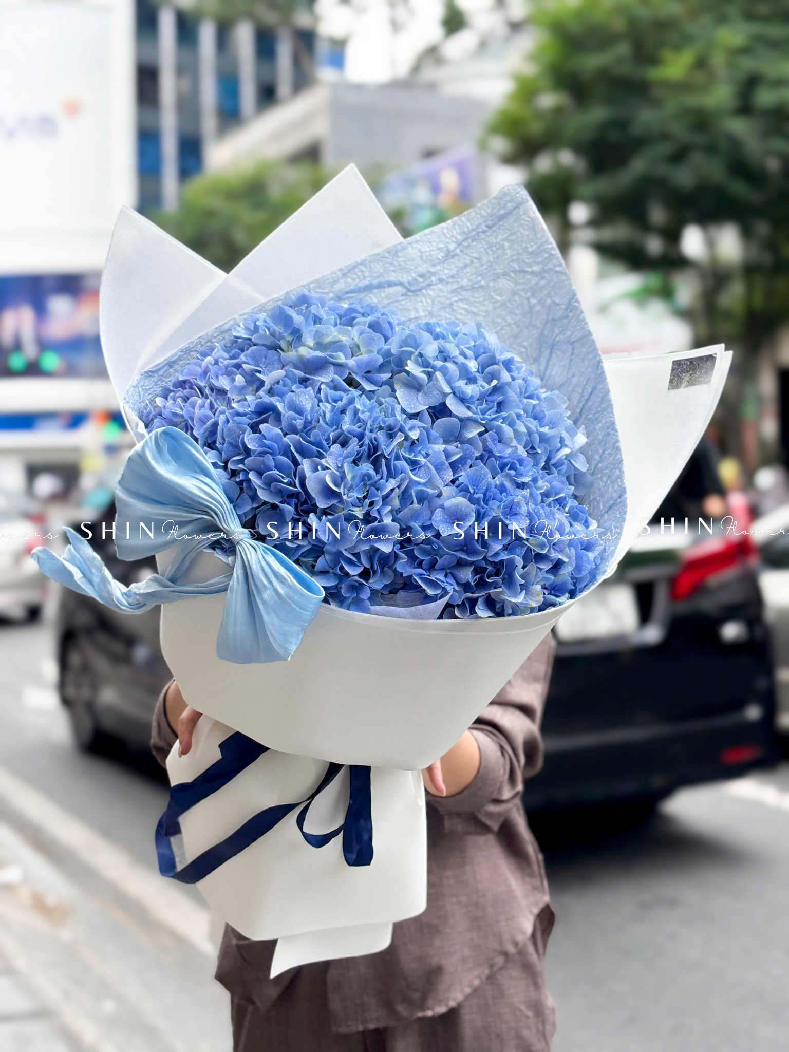 Bó Hoa 5 Cẩm Tú Cầu Xanh Nhập Khẩu S687