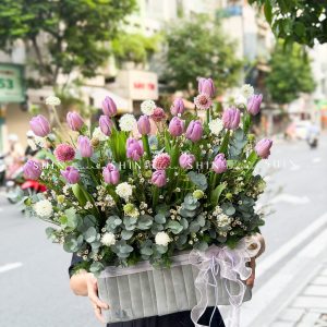Hộp Hoa 20 Tulip Tím Hà Lan H159