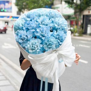Bó Hoa 12 hoa Hồng Xanh Dương Celeste nhập Ecuador S691