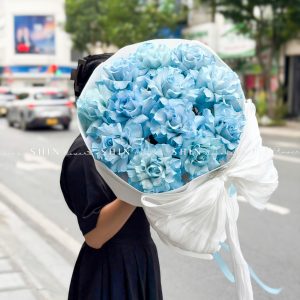 Bó Hoa 12 hoa Hồng Xanh Dương Celeste nhập Ecuador S691
