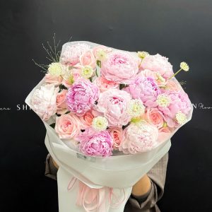 Hoa Bó 9 Mẫu Đơn Sarah Hồng Mix S715