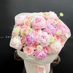 Hoa Bó 9 Mẫu Đơn Sarah Hồng Mix S715