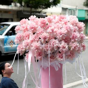 Lẵng 55 Bông Hoa Hồng Nhập Ecuador Pink Mondial H160