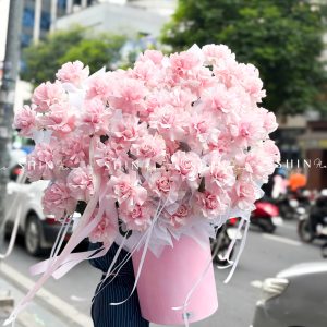 Lẵng 55 Bông Hoa Hồng Nhập Ecuador Pink Mondial H160