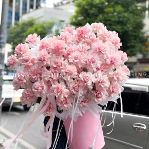 Lẵng 55 Bông Hoa Hồng Nhập Ecuador Pink Mondial H160